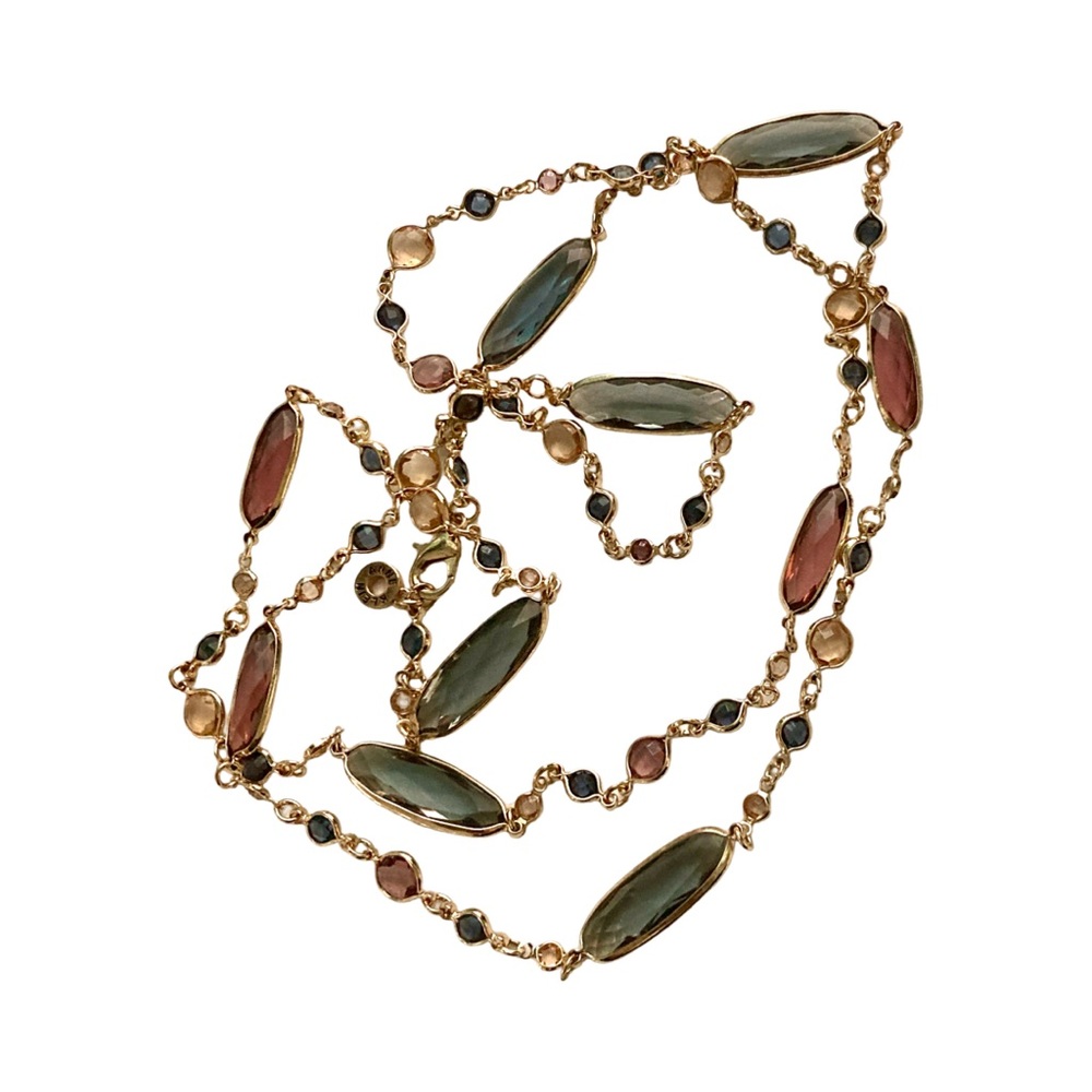 Anne Klein Station Channel Multicolor Gemstone Necklace